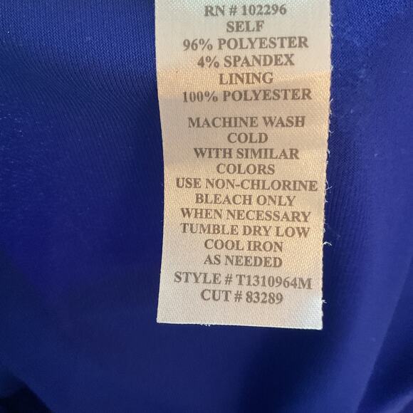 Connected Blue Cowl Neck Drape Sheath Party Dress 4 - Picture 6 of 7